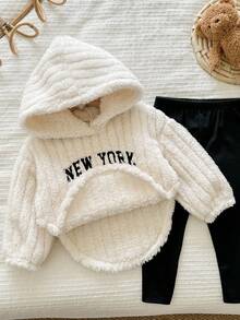 LMoss Kids 2件套女婴针织连帽衫和紧身裤套装