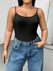 SHEIN Essnce 大码女装春夏时尚休闲舒适高弹力基础款日常百搭多色长款吊带背心3件装，外出上衣，夏季，度假，外出上衣，简约风格 - 彩色 - 查看 8