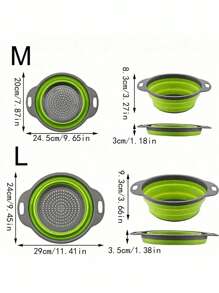 SHEIN 1/2pcs Collapsible Silicone Colander Set, Space-Saving Strainer With Handle, Folding Drain Basket For Fruits, Vegetables, Pasta – Green Kitchen Tool For Easy Storage,Kitchen Strainer Set With Fine Mesh, Essential Kitchen Tools & Kitchen Accessories, A Must-Have Kitchen Tools Gift For Home Chefs, Space-Saving Storage For Kitchen Organizers,Christmas Kitchen Gifts Idea - Green - View 2