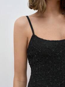 Maija Women Jacquard Knit Slim Fit Camisole Bodysuit,Festival