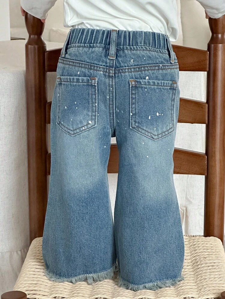 Baby Girl Flared Distressed Denim Jeans, Casual & Versatile Long Pants Fall,Winter Toddler Girls Clothes