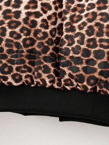 2-In-1 Black Leopard Print Padded Coat For Teen Girl Minimalist, Comfortable And Fashionable, Short Style, Suitable For Pre-Teen Girls Fall Winter - Multicolor - View 4