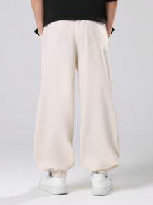 SUMWON Linen Pull On Jogger Pants Classic Wide Leg Relaxed Fit All Season Casual Wear Elastic Ankle Comfortable Youth Fashion Bottoms Fall Winter