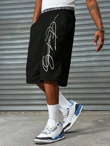 Manfinity EMRG 男式二合一腰带拼接刺绣短裤 - 彩色 - 查看 4