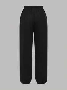 Girlism 少女黑色基本款运动休闲长袖短款连帽运动衫、白色基本款运动背心和黑色休闲运动裤套装 3 件套，开学季，户外运动服，运动服，秋季服装，演唱会服装