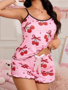 1pc Women's Pajama Set, 140g Milk Silk, Digital Printing - Multicolor - View 4
