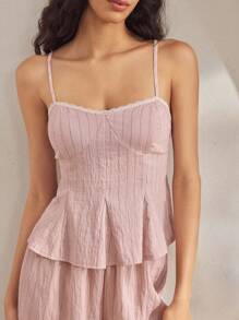 Ocili Women's Solid Color Camisole Sleepwear Top - Pink - View 3