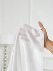 Crystal Vow Lace Trim Faux Silk Sexy Backless Criss-Cross Camisole Nightgown - White - View 7