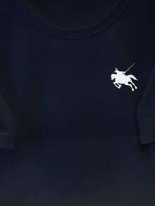 SHEIN 女式加大码宽松白色刺绣T恤 - 藏蓝色 - 查看 5