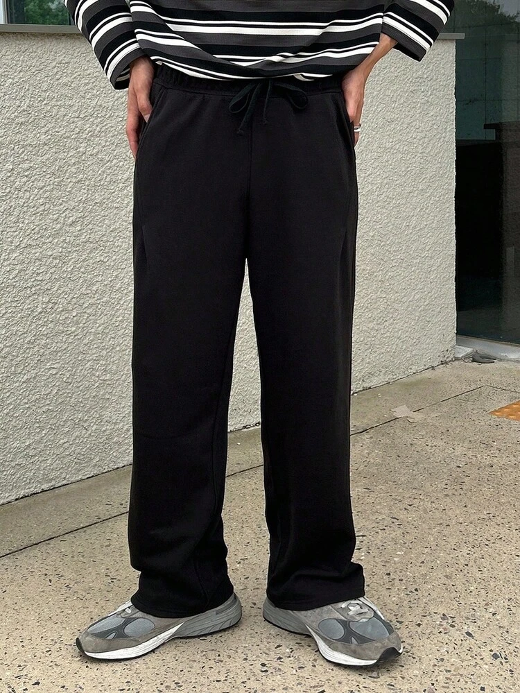 Men's Striped Letter Embroidered Top & T-Shirt Set, Autumn