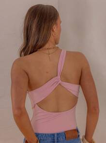 Aralina 女士秋冬休闲 Y2K 单肩波西米亚风紧身衣，带金色饰边，非常适合外出装、教师装和乡村音乐会装 - 粉色 - 查看 6