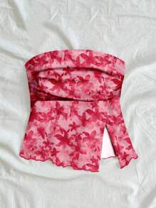 Soleia 女士褶饰不对称下摆短款抹胸上衣