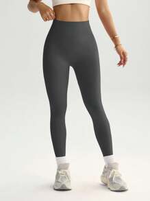 Gameset SHEIN Sport Nahtlose Yoga-Leggings mit breitem Bund und Po-Raffung, Fitnesshose für Chinesisches Neujahrsfest