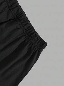 SHEIN Cottnline Men Letter Print Regular T-Shirt Homewear Set - Black and White - View 3