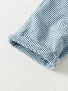 Cozy Pixies Baby Boy Elastic Waist Casual Pants With Decorative Buttons - Blue - View 5