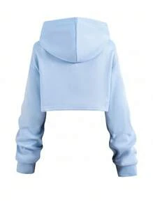 Sparklyn 3 件套青少年女孩秋冬蓝色蝴蝶结装饰短款连帽运动衫、可调节吊带上衣和休闲黑色口袋裤，舒适百搭套装，家庭和姐妹装，演唱会服装 - 彩色 - 查看 7