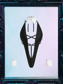 4件套女老板万圣节女仆性感俏皮OL内衣套装，黑白 - 黑與白 - 查看 1