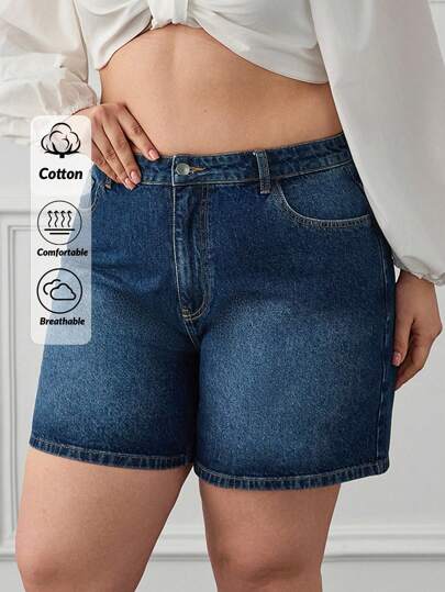 SHEIN Cottnline Plus Size Women High Waisted Pocketed Casual Versatile Denim Shorts Womens Shorts Women S Outfits Work Outfits For Women Short Jeans For Woman Short Outfits For Women Women Summer Clothing Women S Clothes Woman S Summer Clothes Women Short Sets Women Jeans Tall