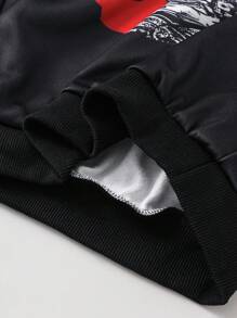 PAVTROS 2pcs/Set Tween Boy Street Graphic Print Hoodie And Sweatpants Athletic 2 Pieces Outfit, School, Campus, College Chic Outfits For Autumn/Winter - Black - View 8