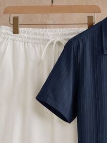 HIMLAND Men's Casual Short Sleeve Polo Shirt & Pants Set, Suitable For Everyday Wear 2 Piece Set, Summer, Cozy Outfits