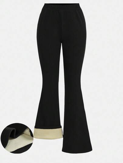 Girlism Tonårsflickor med hög midja, tjocka, mjuka, utsvängda leggings, fitnessyogabyxor, vardagsbyxor, vinter