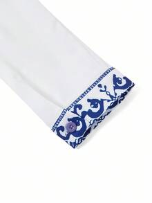 Ellevyn Women's Elegant Vintage Print Belted Shirt Dress