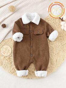 Bubblio 男婴保暖连体衣，加厚保暖高领长袖连体衣套装，舒适百搭休闲可爱简约基础款，适合室内、室外、日常穿着、运动、玩耍、派对、万圣节等场合，秋冬季节皆可穿着。 - 棕色 - 查看 8