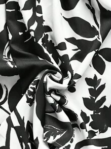 Soleia 女士度假植物印花扭纹前胸抹胸连体衣 - 黑與白 - 查看 8