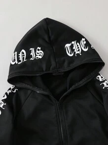 PAVTROS Tween Boy Letter Graphic Raglan Sleeve Hoodie Without Tee Chic Outfits For Autumn/Winter