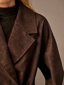 Avantive Brown Pu Coat Fall Clothes For Women Halloween Winter Clothes Women's Winter Jacket Chic Teacher Outfits For Women Back To School Office Outfits For Women Work Outfits For Women Women's Leather Jacket Western Wear For Women Fall Clothes For Women Brown Jacket Women Women Brown Coat Snakeskin Blazer Going Out,