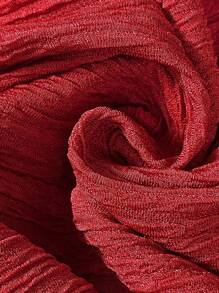 Auvina 大码女士纯色晚礼服，短袖设计，V领开口，开衩，长款，优雅大方。女士纯色V领蝙蝠袖短袖褶裥开衩下摆优雅长裙，适合圣诞节、教师节穿着。 - 紅色 - 查看 3