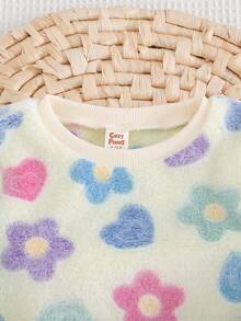 Cozy Pixies 两件套女童碎花印花保暖内衬圆领长袖卫衣和松紧腰九分裤 - 彩色 - 查看 3