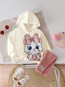 女婴可爱卡通图案连帽卫衣和松紧腰裤套装，秋冬秋季服装 - 彩色 - 查看 6