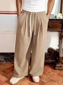 Manfinity VCAY Men's Casual Loose Long Corduroy Pants - Khaki - View 6