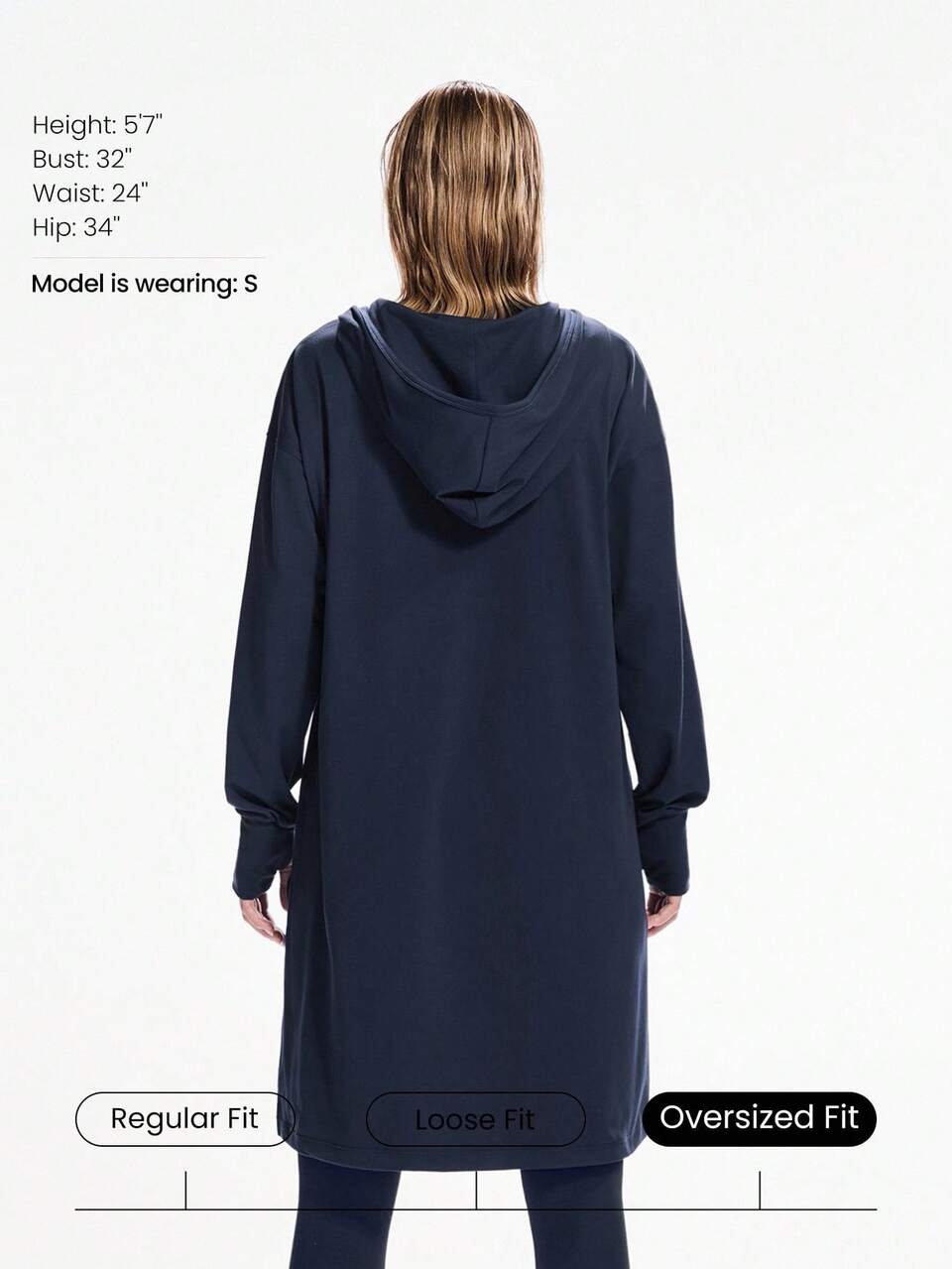 Cloudknit Soft Oversized Hip Length Adjustable Drawstring Long Sleeve Sweatshirt With Thumbholes Daily Casual   Spring Summer