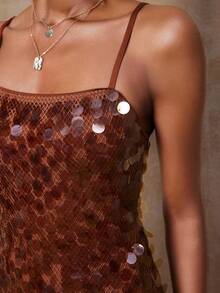 Lumalex Đầm hai dây đính sequin mùa đông thu sang trọng dành cho nữ, thích hợp dự tiệc prom, tiệc tùng, dạ hội, tiệc tùng, tiệc tùng kín đáo, tiệc tùng kiểu cổ điển, lấp lánh, tiệc tùng ngày lễ, lễ hội âm nhạc, đi chơi, kỳ nghỉ, ngoài trời, nhiều lớp, mùa cưới, tiệc tùng, lễ Al-Adha, tiệc năm mới, sang trọng mùa thu, phong cách mới, dành cho nữ, dạ hội, tinh tế - Cà phê nâu - Xem 8