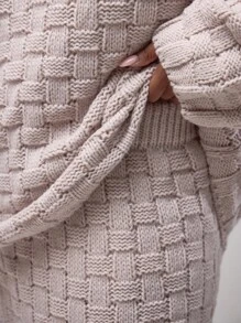 MUSERA 大码纹理针织套装，仅含套头衫，舒适保暖，优雅派对晚装 - 粉色 - 查看 6