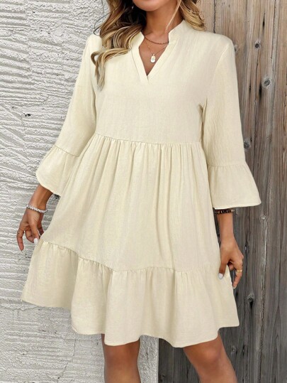 EMERY ROSE Women's 3/4 Sleeve Short Casual Dress, Suitable For Summer