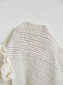 SHEIN Unity Y2K Hand Crochet Floral Textured Asymmetric Shoulder Knitted Top - Beige - View 7