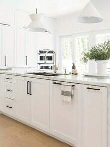 1pc Black Cabinet Handle, Matte Black T-Shaped And Square Stainless Steel Kitchen Handle, Furniture Hardware ,Door Knob Cabinet Wardrobe Drawer Pull,Cabinet Pulls - Black - View 2