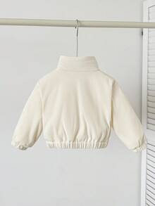 SHEIN Playful Pals 女婴长袖拉链休闲冬季夹克 - 杏色 - 查看 2