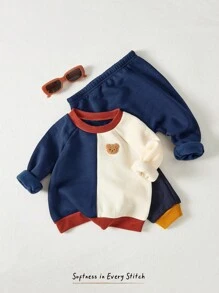 Cozy Pixies 2 件装男婴熊图案套头衫和抽绳裤秋冬套装 - 藏蓝色 - 查看 7