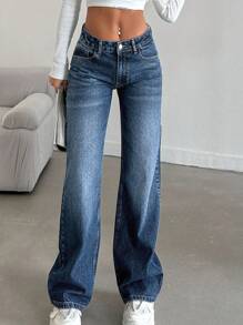 SHEIN Tall LOW RISE STRAIGHT CYT WOMEN BLUE JEAN