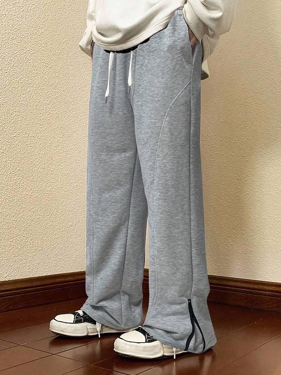 PAVTROS 男士休闲纯色抽绳腰运动裤