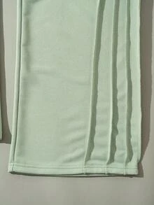 ROMWE MEN Casual Quần nỉ rộng rãi, viền tua rua, chắp vá cho nam, dáng rộng, dành cho mùa thu - Cỏ xanh - Xem 3