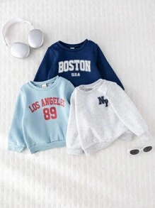 Cozy Pixies 3 stücke Baby Junge Buchstabe Muster Stricken Weiche Rundhals Langarm Pullover Sweatshirt Set Grafik