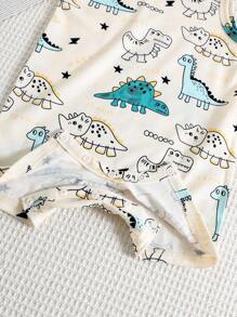 3件套新生男婴可爱卡通条纹无袖针织连体衣套装，夏季 - 彩色 - 查看 7