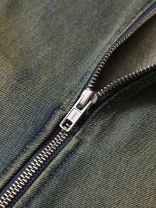 Chillumni Men's Casual Washed Distressed Sleeveless Denim Jacket Minimalist Vintage Washed Blue OVERSIZE For Street - Bronze - View 5