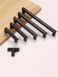 1pc Black Cabinet Handle, Matte Black T-Shaped And Square Stainless Steel Kitchen Handle, Furniture Hardware ,Door Knob Cabinet Wardrobe Drawer Pull,Cabinet Pulls - Black - View 3
