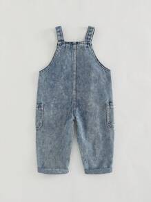 Cozy Pixies 女婴牛仔背带连体衣，舒适百搭 - 藍色 - 查看 2